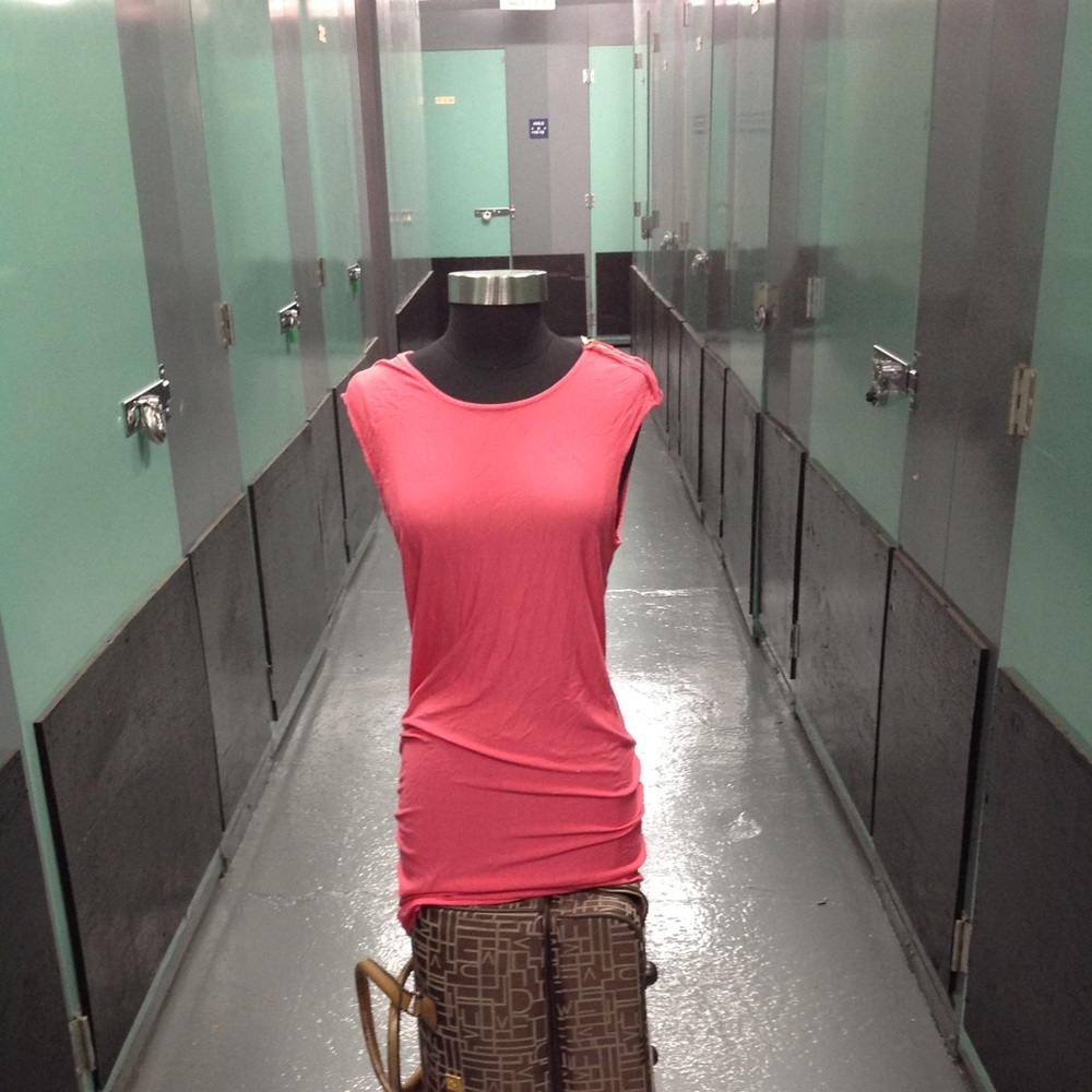 BCBG MAX AZRIA ASYMETRICAL PINK SHEATH DRESS SZ S